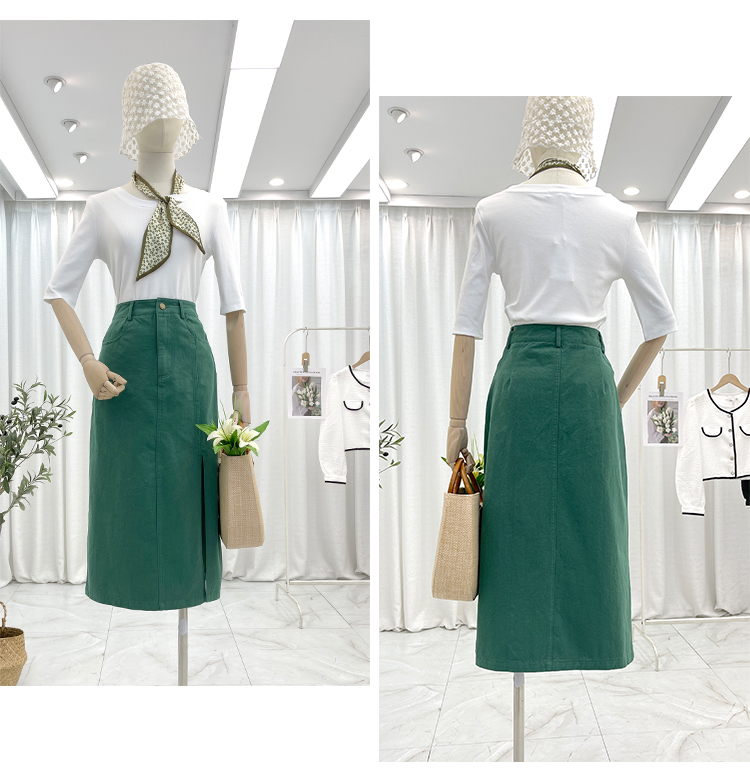 女士开衩半截裙范依慕candy糖果牛仔半身裙女装夏季中长款韩版气质