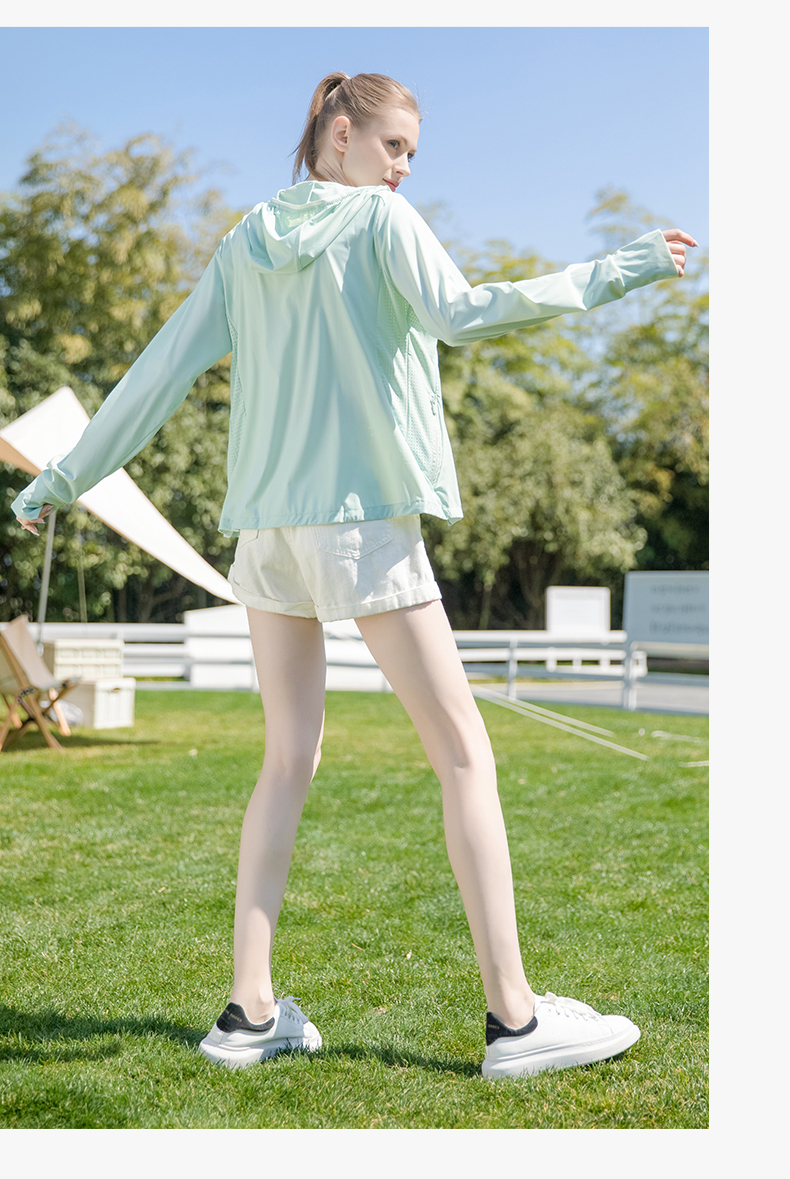 范希丽防晒衣原纱型女夏季款防晒服防紫外线透气皮肤衣服 绿色 m(70