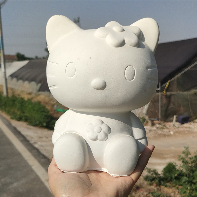 团圆月大号真石膏娃娃涂色白胚史迪仔公仔彩绘 kitty猫皮卡丘儿童涂鸦