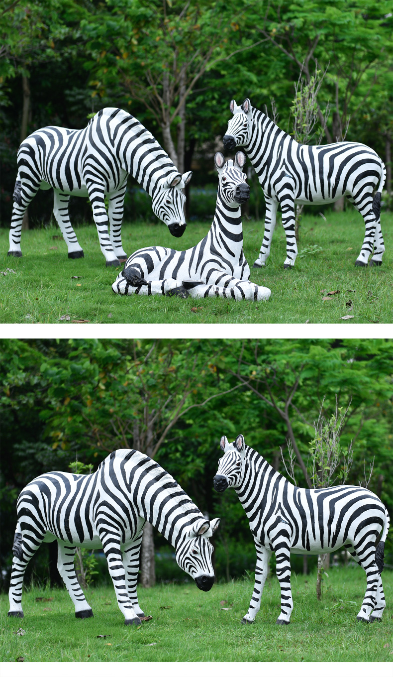 户外园林大型仿真斑马雕塑落地摆件庭院公园幼儿园草坪动物装饰品 款