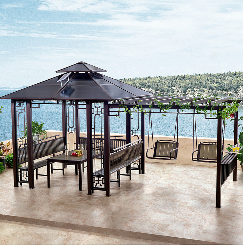 凉亭户外凉亭花园庭院遮阳棚露台阳台休闲亭子室外楼顶防腐木葡萄架 3
