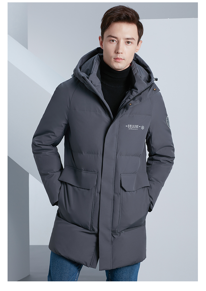 品牌: 雅鹿 商品名称:雅鹿男2019秋冬新款商务中长款羽绒服男连帽时尚