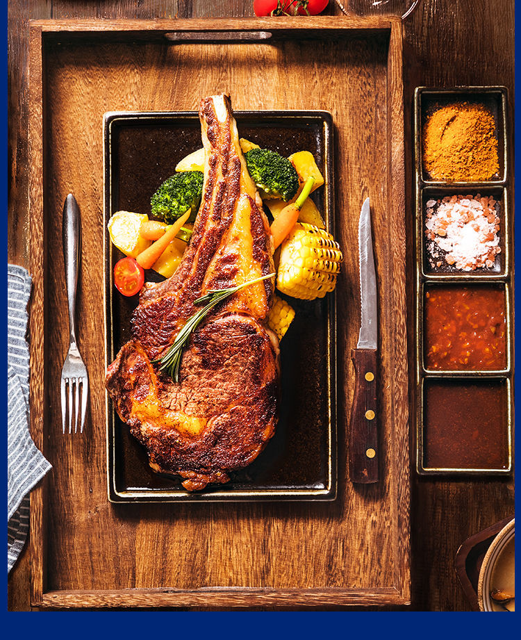 头号食客今豪长柄战斧牛排原切手工微腌制整切新鲜牛肉生肉厚切10片