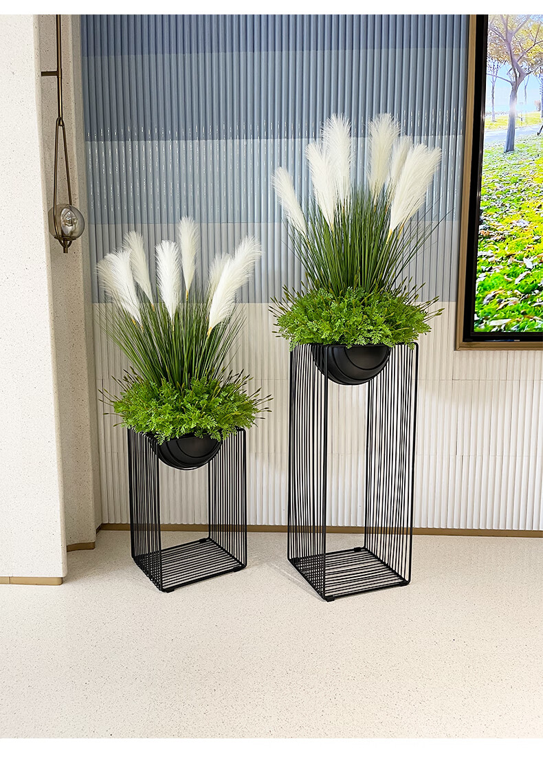 仿真芦苇花艺商场公司大厅落地装饰花橱窗样板间摆件简欧绿植假花