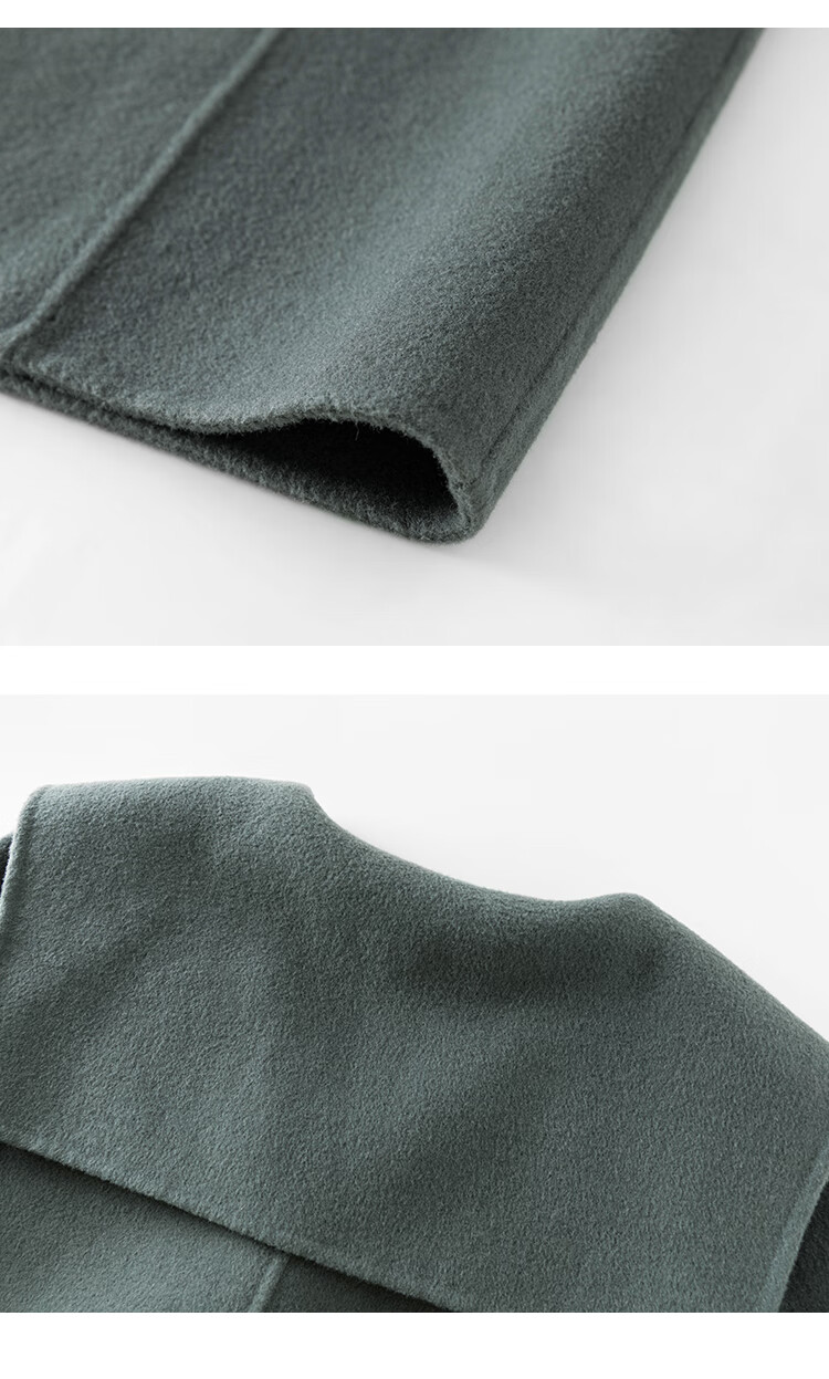 双面呢大衣女冬2021新款胖mm海军领宽松显瘦毛呢外套橄榄灰绿xxxxl