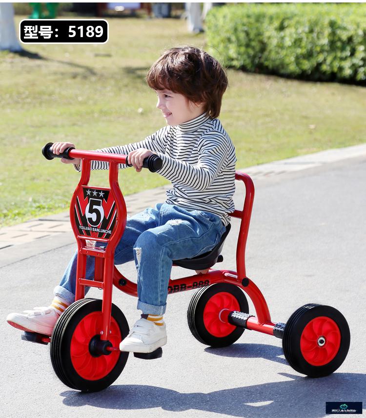 幼儿园户外儿童三轮车脚踏车双人带后斗可带人3到6岁小孩自行车7 白色