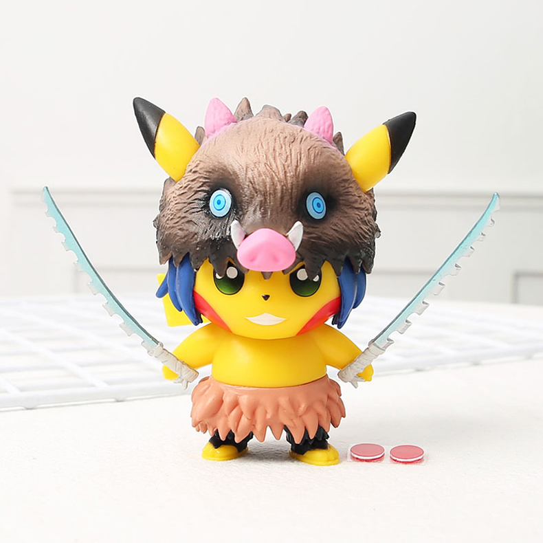 鬼灭之刃皮卡丘弥祢豆子炭治郎我妻善逸公仔玩偶汽车车载摆件 鬼灭