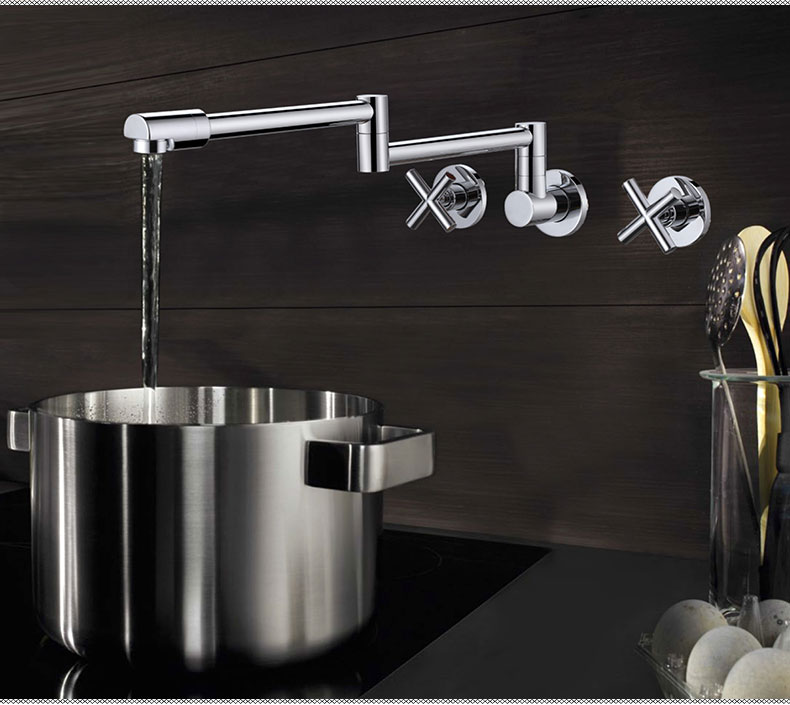 黑色暗装入墙式水龙头浴室浴缸面盆全铜冷热墙上出水加长折叠龙头a款