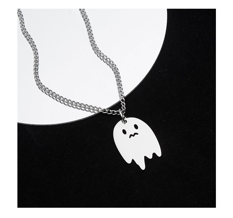 洵沫简约幽灵项链吊坠饰品可爱钛钢设计小众嘻哈街头卫衣锁骨链送老婆