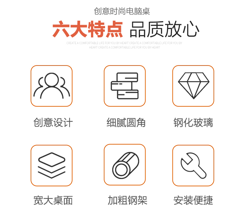 轻奢电脑桌台式家用宿舍简易学生书桌办公简约现代卧室电竞 扇C桌80*60*75全黑
