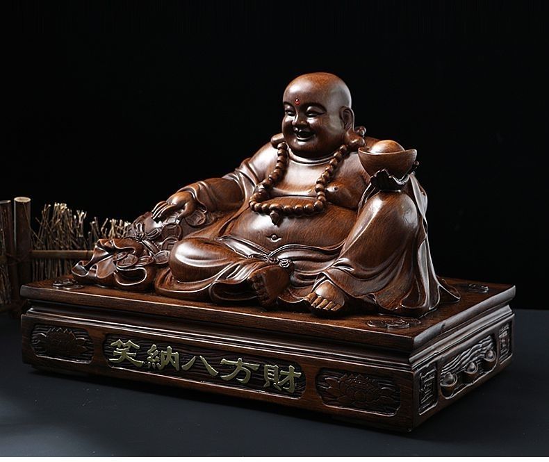 特大号如意赐福沙金坐拥百财弥勒佛摆件元宝葫芦金佛工艺饰品 小号沙