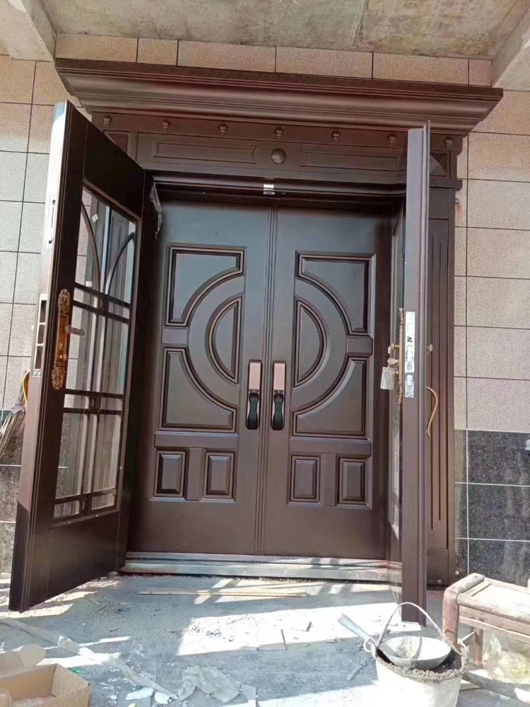 复合纱门别墅大门防盗门进户门农村大门不锈钢锌合金门玻璃仿铜门