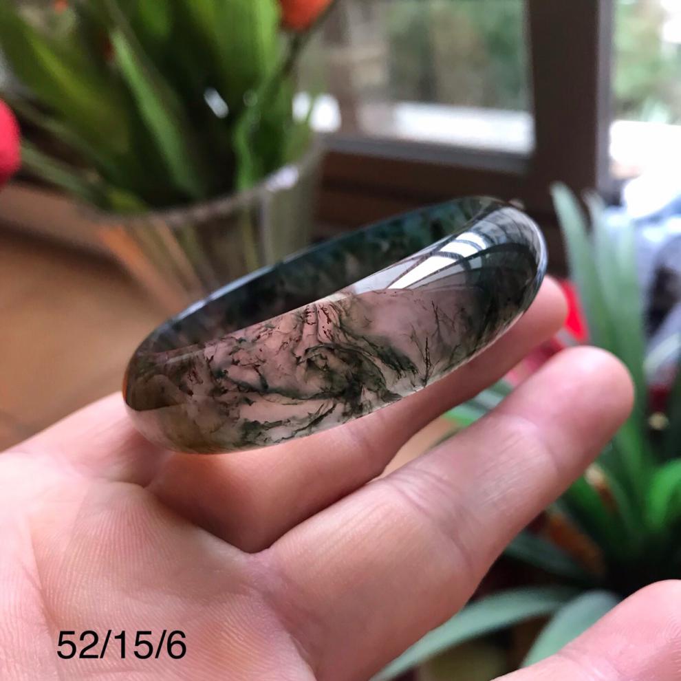ck鼎丰晟印度水草玛瑙手镯七彩玉绿水晶水草玛瑙手镯女多款冰种生日