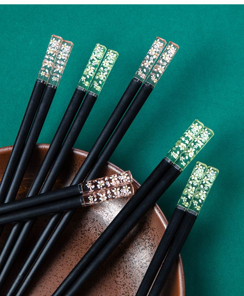 铝合金筷家用精品精致高端中式防滑防霉高温筷子家用个性屿龙 樱花