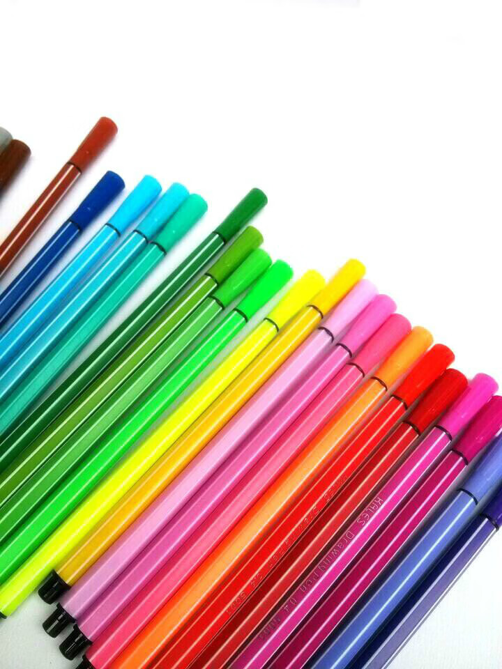 水彩笔细头可水洗各单色红黄蓝绿黑灰棕色单支常用补充色柠檬黄10支