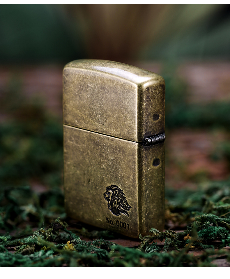 zippo打火机 限量编号盔甲机古铜色防风煤油火机男士送礼 狮子【图片