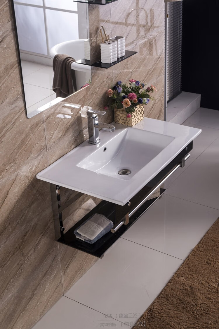 卫生间挂墙式洗脸盆壁挂式陶瓷洗手盆盥洗盆整体支架洗漱台组合放心购