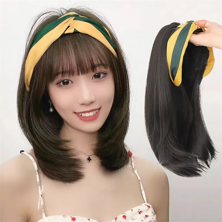 发卡假发一体短发假发发箍一体发卡一片式u型假发片接发片头顶头发