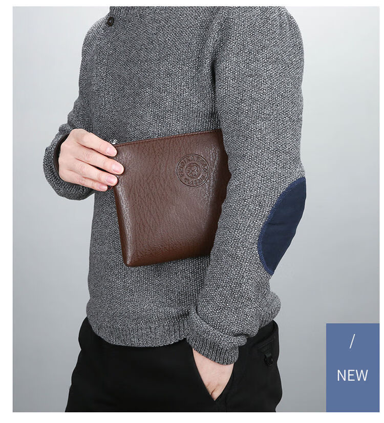 新年装男士手拿包信封包时尚大容量手包男包哈璐亚鱼头款黑色