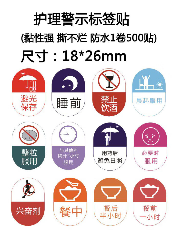护理警示标签贴护理导管 高危药品 标识近效期看听似冷藏圆点 椭圆*年