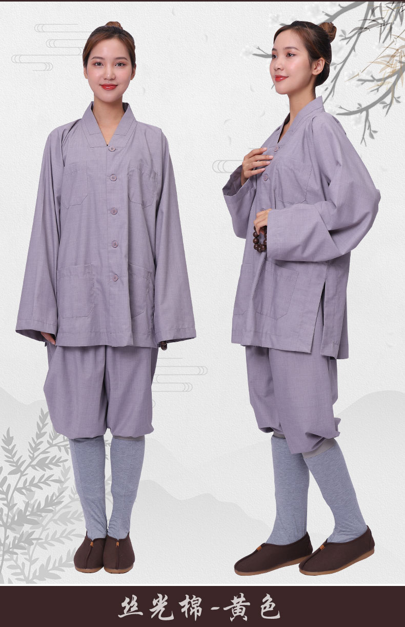 伊必圣 尼姑僧袍佛教僧服小褂短套出家师父和尚衣服棉麻短褂僧衣男女