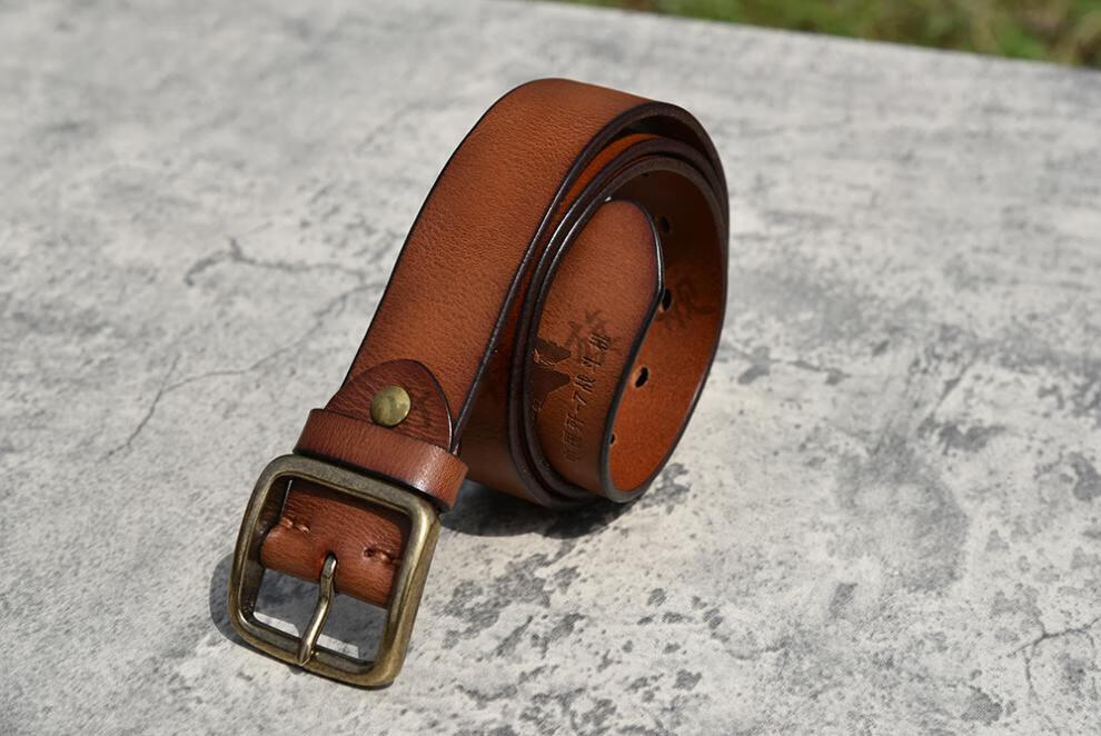 飞行员腰带 部别牛皮带歼黄牛皮头层复古飞行伞铜实心针扣男士飞行员