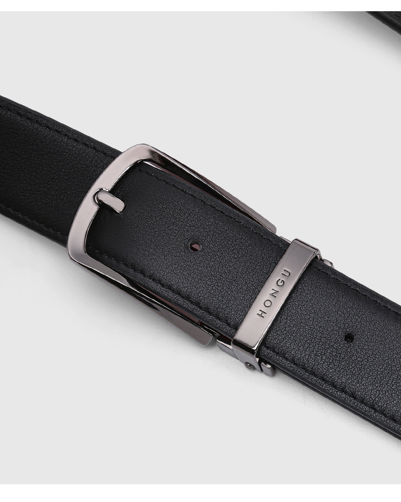 红谷男士皮带本命年红针扣休闲百搭牛皮腰带青年裤腰带撞色潮新款