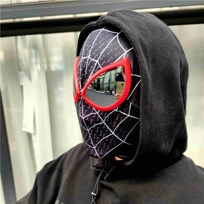 平常心同款黑蜘蛛侠头套面具眼睛可动黑色迈尔斯面罩儿童玩具男生生日
