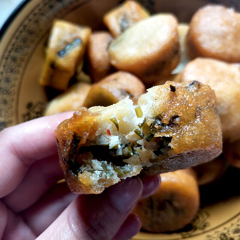 恩施油粑粑油香儿带葱辣椒酸菜馅儿现炸现发真空10个装200g【图片