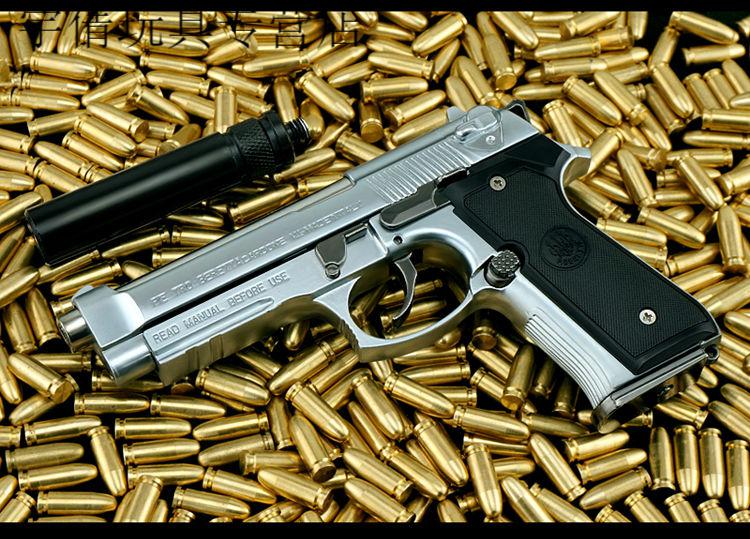 05抛壳版m92a1伯莱塔金属玩具儿童礼物抛壳模型摆件不可发射 盒装