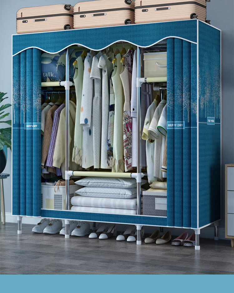 衣柜家用卧室儿童布衣柜房用衣柜简易组装结实耐用小型收纳柜65夜色