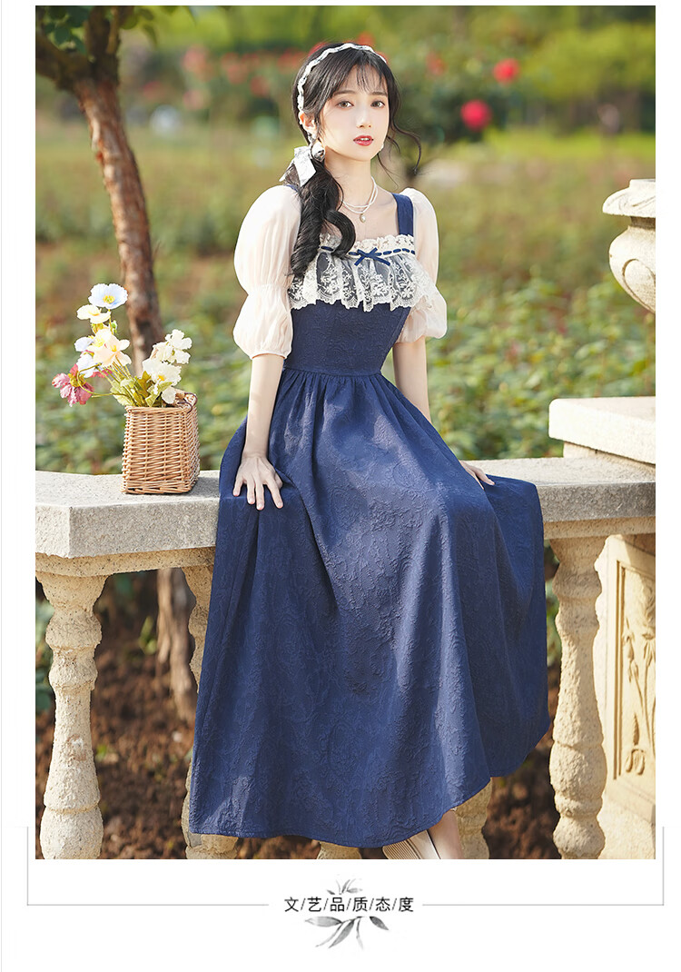 秉藜 欧洲中世纪宫廷礼服复古田园风连衣裙夏季精灵森系仙女超仙长裙