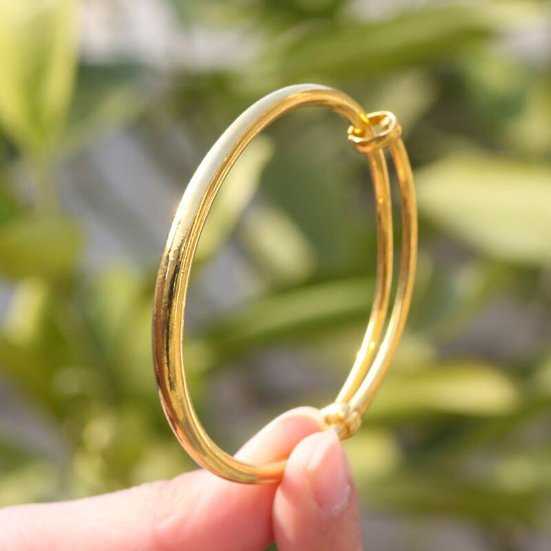 古法传承光面推拉沙金手镯女仿黄金999金越南实心不掉色 光面推拉手镯