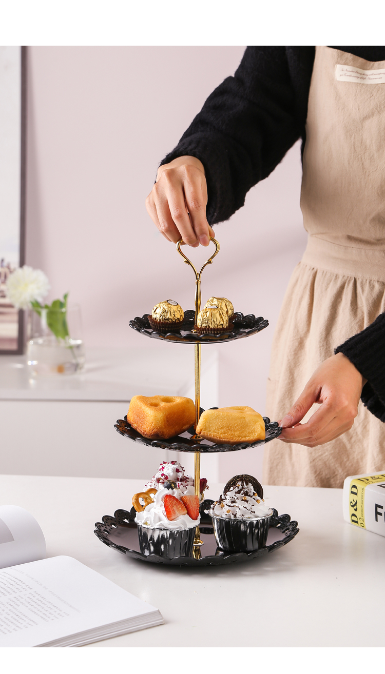 圣诞节平安夜礼物三层水果盘创意欧式客厅家用多层下午茶点心盘糖果