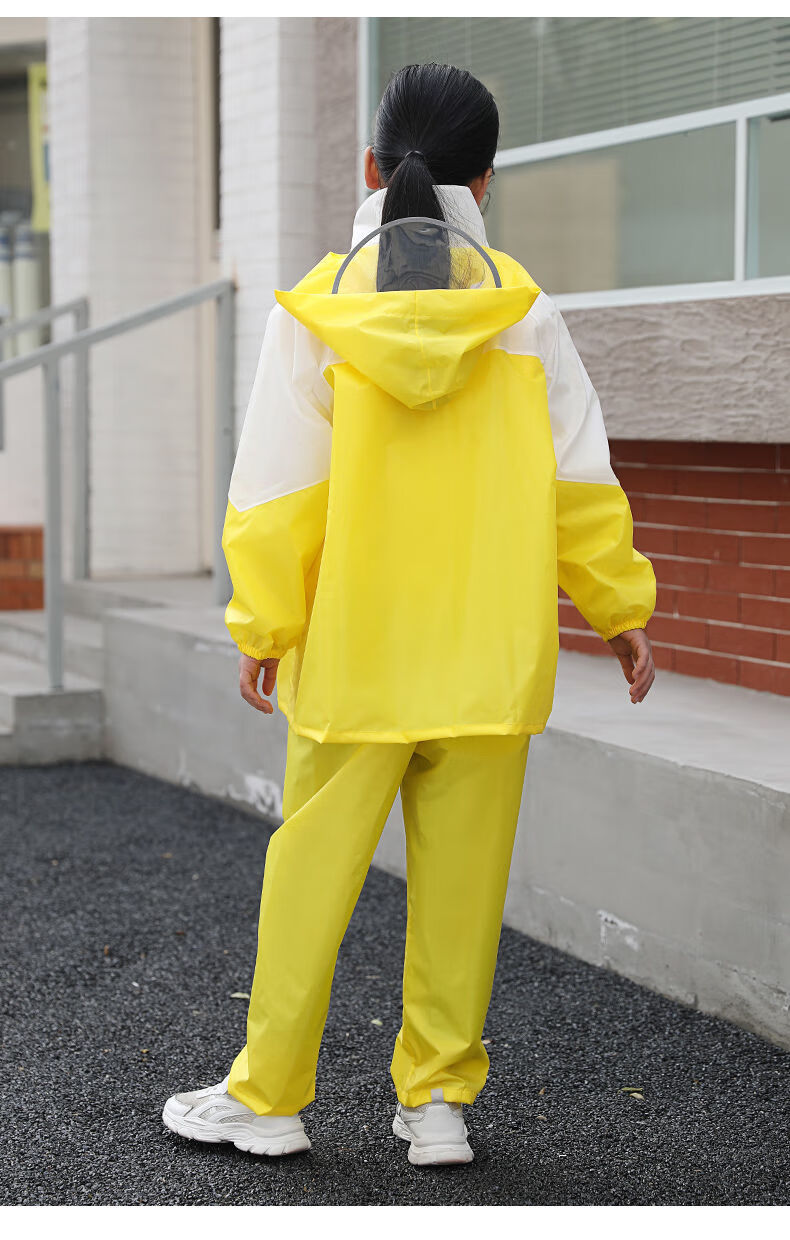 京选优品儿童雨衣雨裤套装6到13岁带书包位全身防水初中小学分体式防