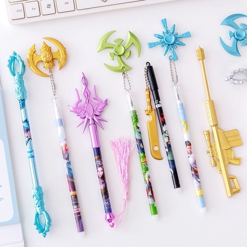 创意武器造型中性笔动漫卡通吊坠笔大刀造型挂件笔学生水性笔武器造型