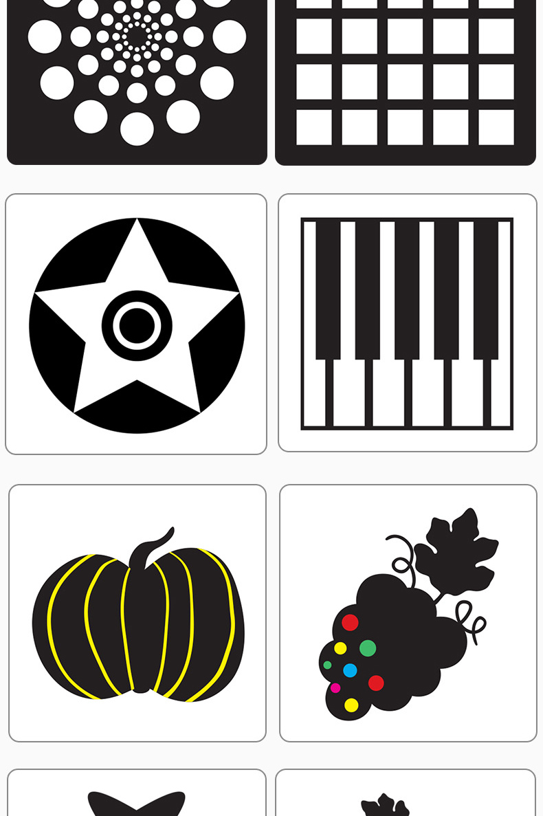 视觉激发卡黑白彩色卡片婴儿早教卡03612个月初生新生儿宝宝大卡婴幼