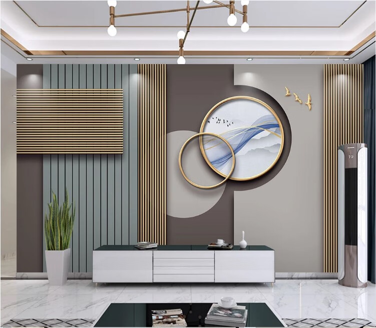 高端卧室客厅沙发壁画现代几何造型电视背景墙墙贴 无缝水晶闪银布