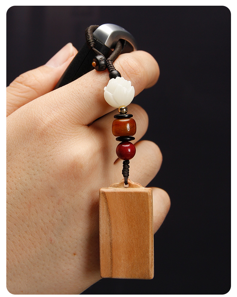 桃木挂件护身符 大人宝宝婴儿儿童女男朱砂吊坠钥匙扣老无事牌 a款老