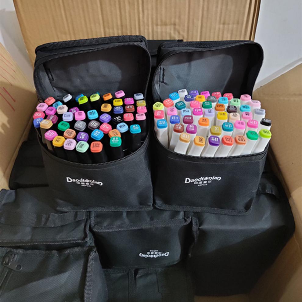 仓梵绘画捣蛋童年巴卫bv马克笔白杆黑杆套装便宜48色双头油性笔24色bv