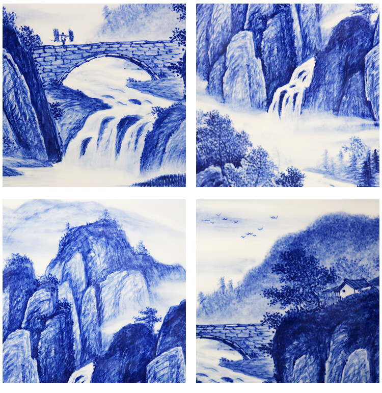 巧马高端高档景德镇陶瓷器青花瓷名家大师手绘山水瓷板画客厅挂画壁画