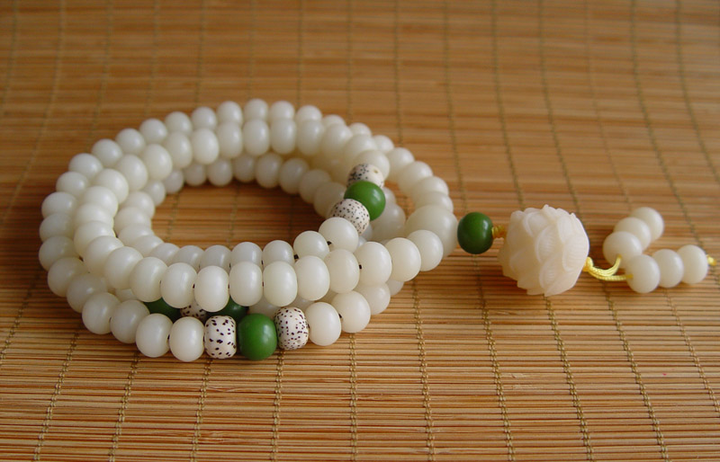 oua珠宝08颗包浆开片风化白玉菩提根手串108颗手链男女老料手工玉化