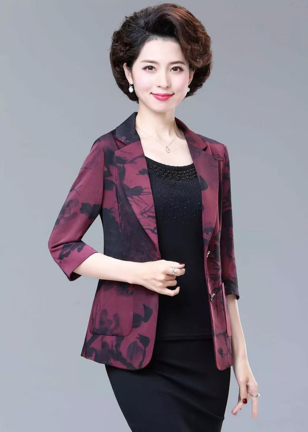 gullick 妈妈秋装气质小西装外套2022新款中老年女装40岁50春秋洋气上