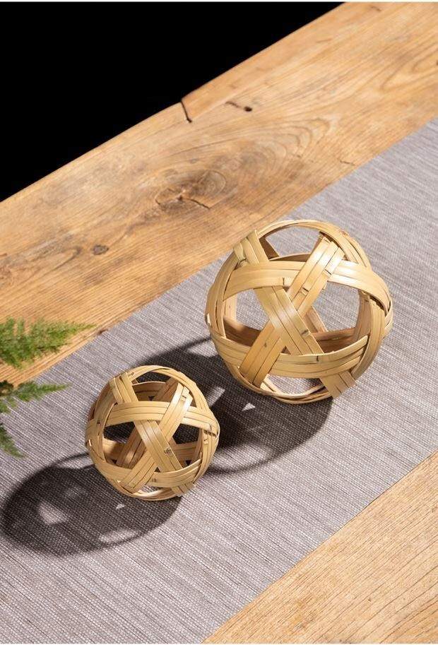 斯派德 手工编织蹴鞠球古代天然藤球竹篾绣球道具装饰制作工艺品足球