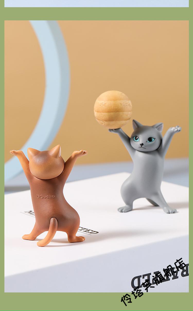 迪士尼日本qualia第2弹妖娆猫咪笔架猫猫扭蛋桌面摆件支架俄罗斯蓝猫