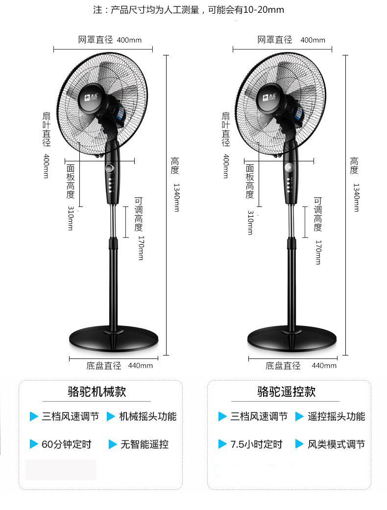 落地电风扇尺寸图片