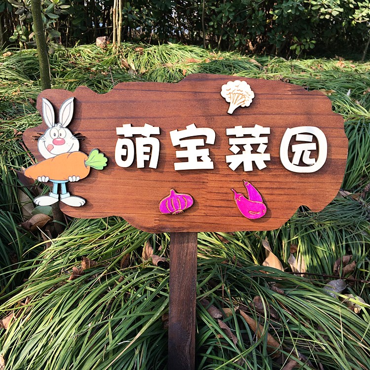 实木植物花草牌标签木质插地户外警示牌标识牌幼儿园菜园种植区牌欧琪