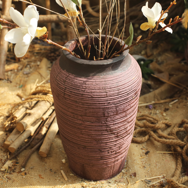手工陶罐粗陶多肉花盆复古摆件花瓶花器土陶罐瓦罐插干花器mdng 303号