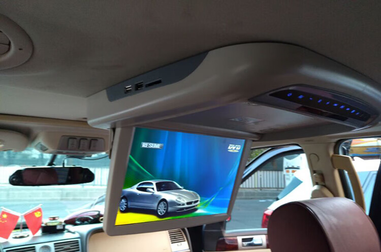 车载吸顶显示器电动折叠12寸手机导航投影大屏液晶suv商务主机视米色