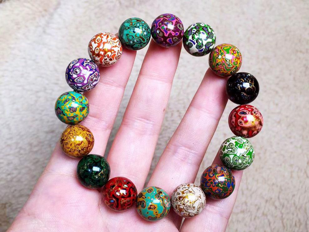 直播供应佛珠手串大漆珠天然植物漆大漆散珠文玩念珠配饰漆器工艺 红